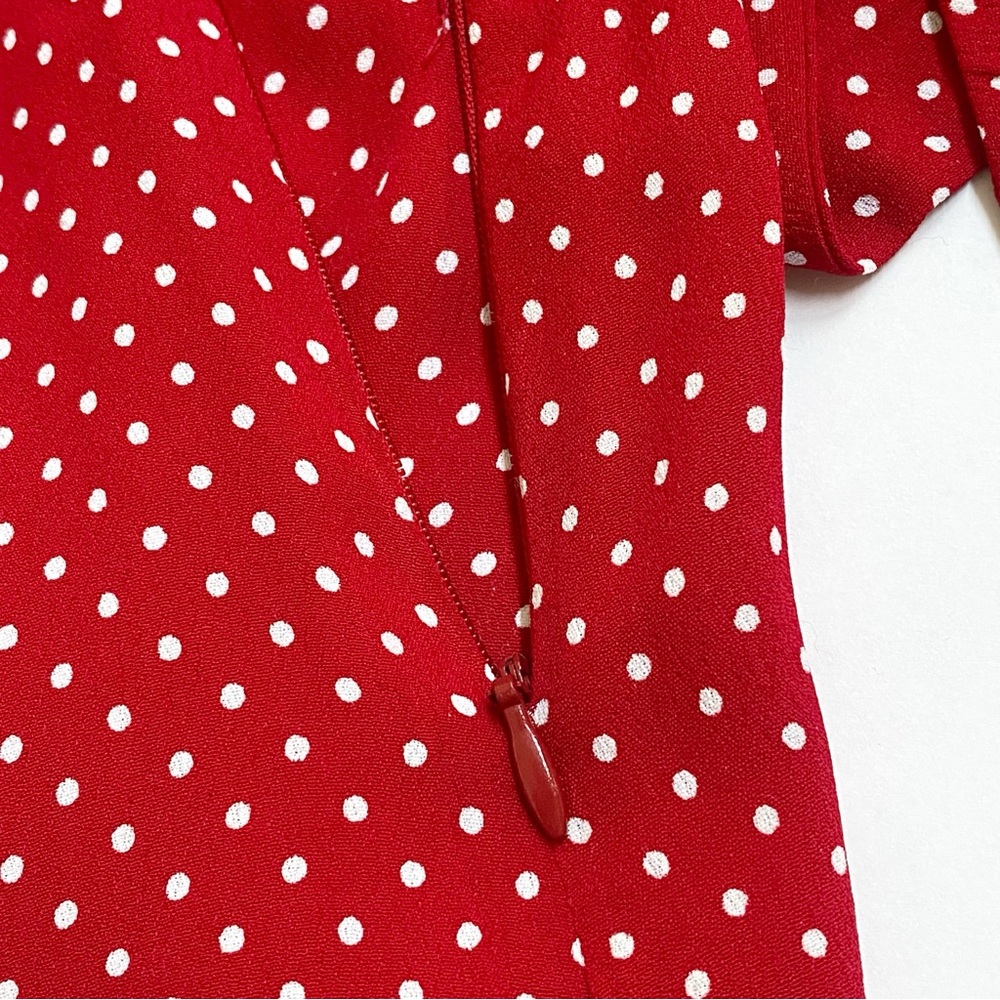 FOR LOVE AND LEMONS SPARKLER RED WHITE POLKADOT SIDE WRAP RUFFLE SKORT - Picture 6 of 10